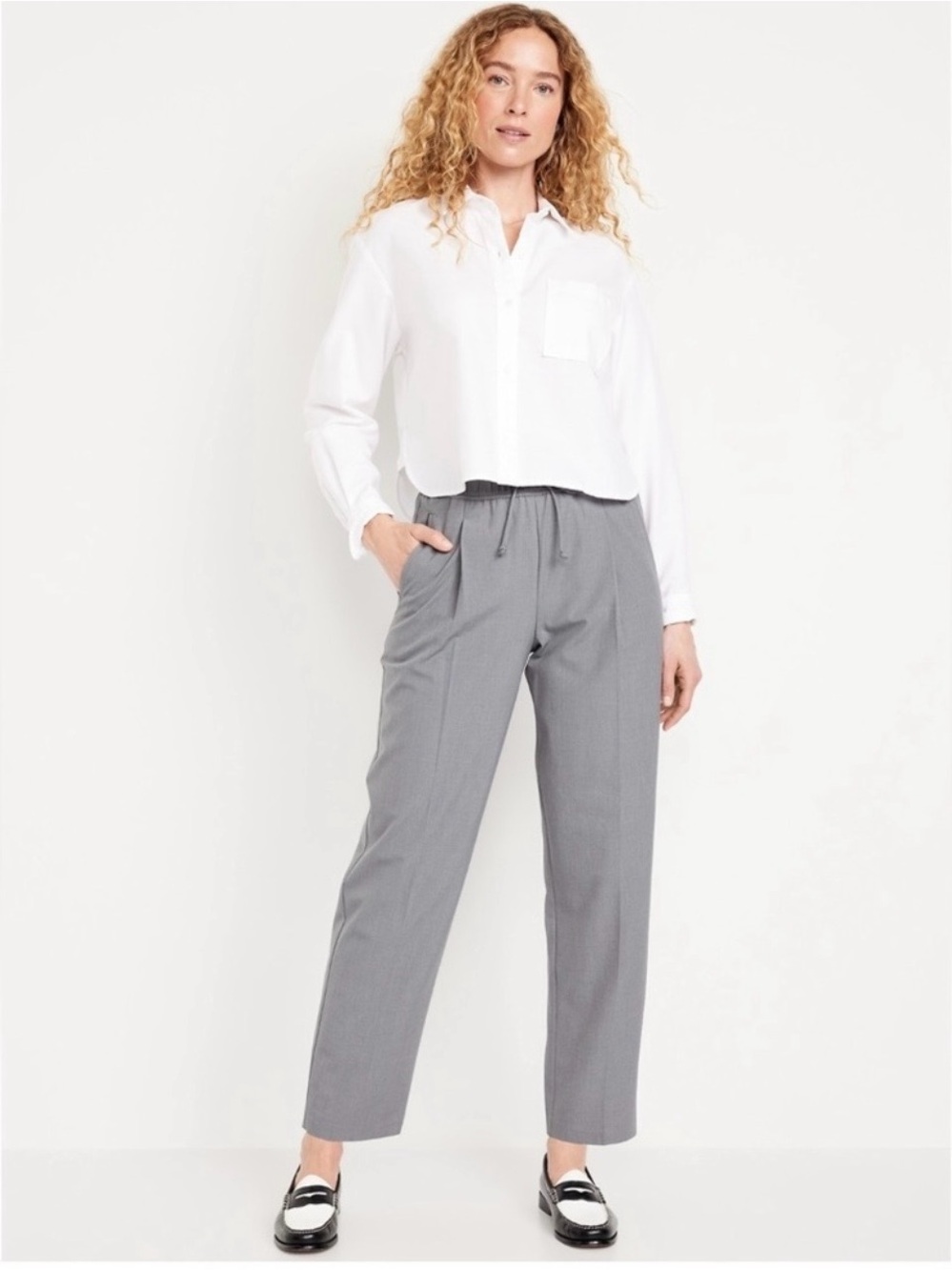 Old Navy Gray High Rise Billie Straight Pants